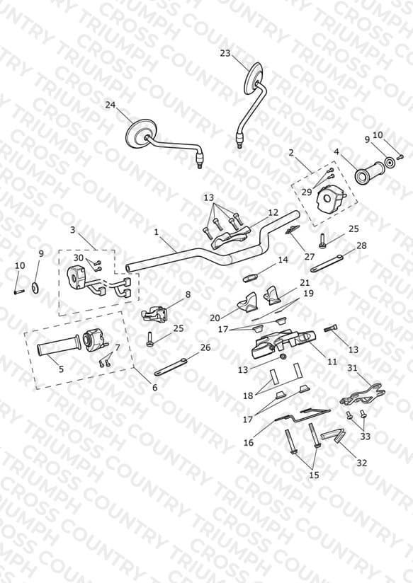 Handlebars, Top Yoke & Mirrors